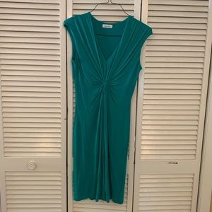 CALVIN KLEIN Teal Stretch Jersey Bodycon Knot Dress size 4 EXCELLENT